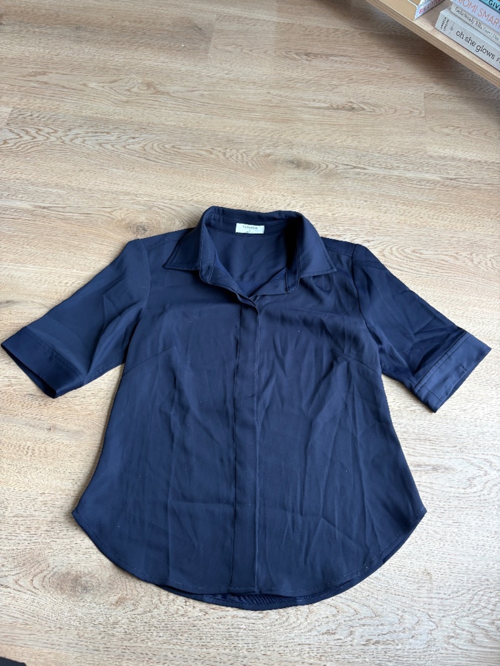 Babaton Bello Button Down Shirt Dark Navy Blue